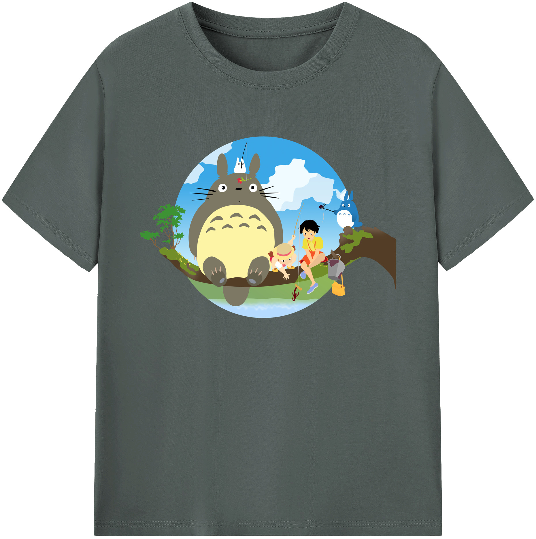 （画像用） となりのトトロ 草壁メイ 草壁サツキ My Neighbor Totoro Satsuki Kusakabe Mei Kusakabe 綿100％ メンズ半袖Tシャツ｜肌触りやわらか＆通気性